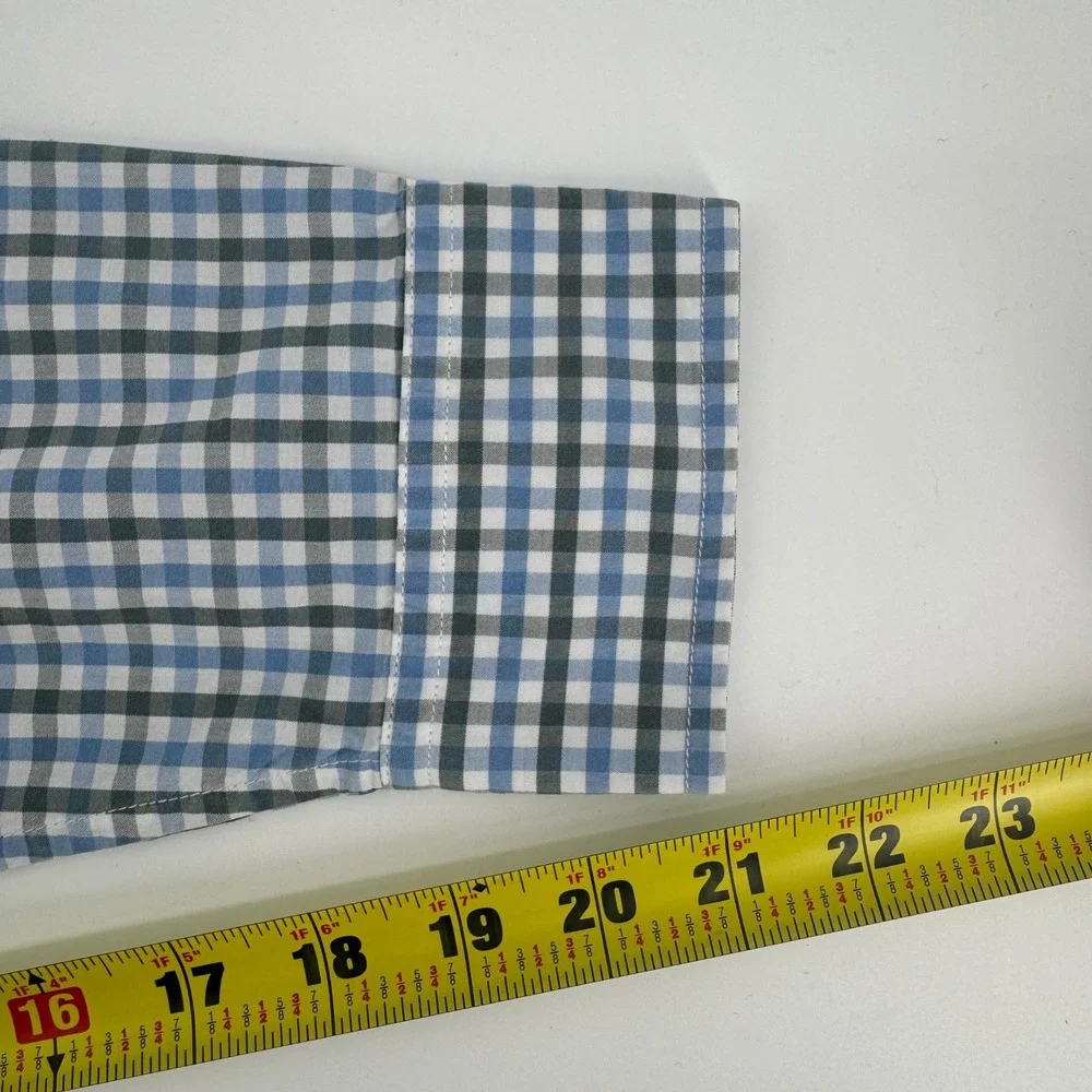 Banana Republic Mens Gingham Check Long Sleeve Button Up Shirt Size L Blue/Green